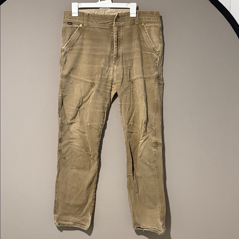 Kuhl Outdoor The Lawless Hiking Workwear Canvas Brown Relaxed Pants 36x32